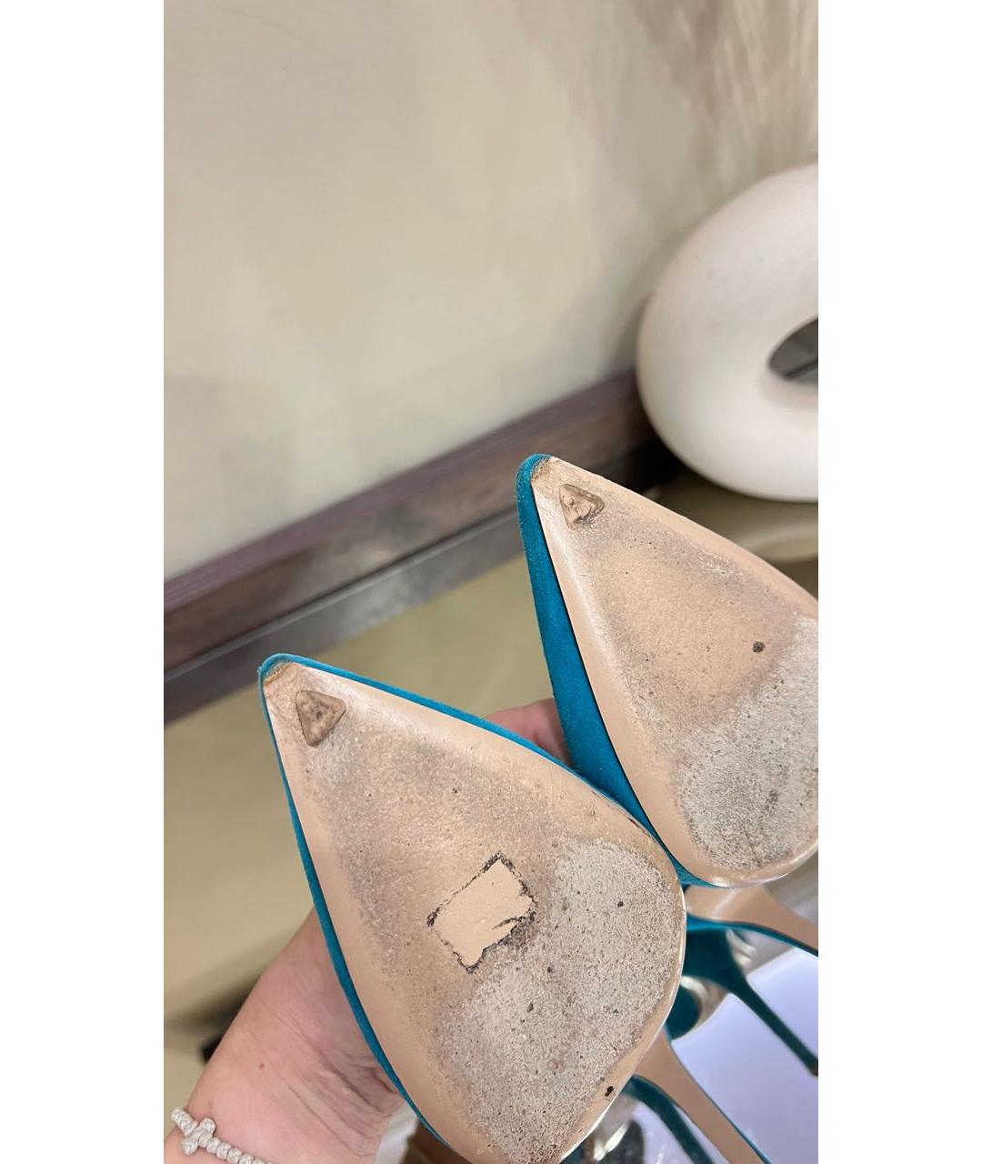 GIANVITO ROSSI Бирюзовые замшевые туфли, фото 6