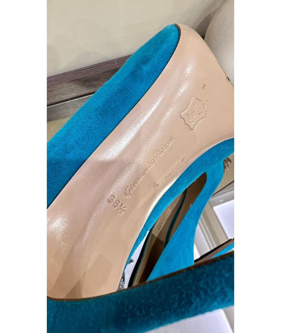 GIANVITO ROSSI Бирюзовые замшевые туфли, фото 7