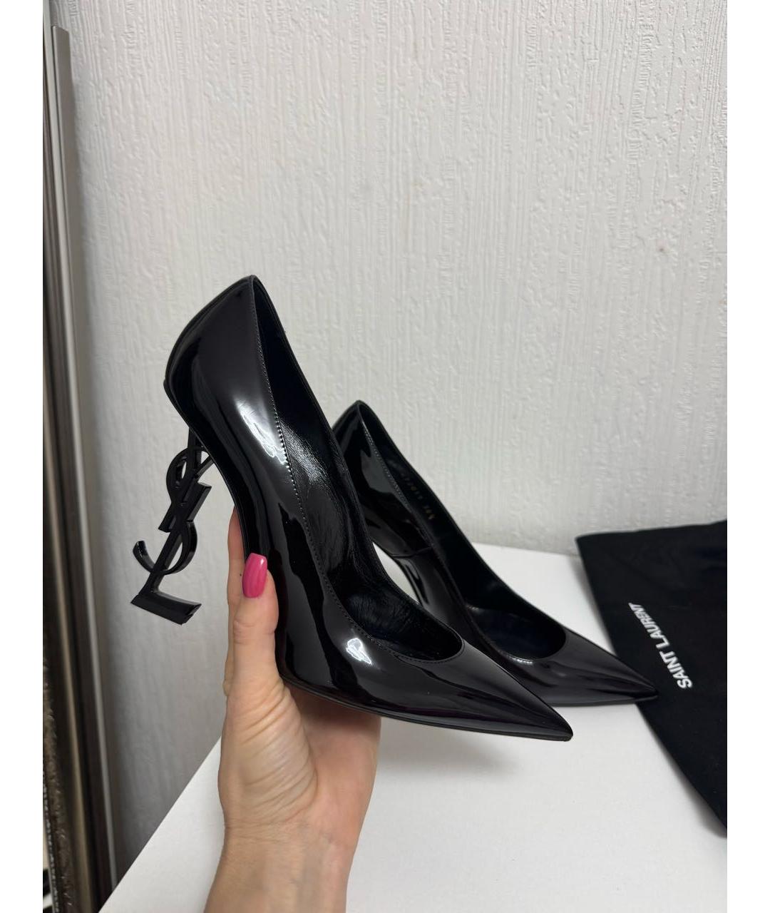 SAINT LAURENT Черные туфли из лакированной кожи, фото 7