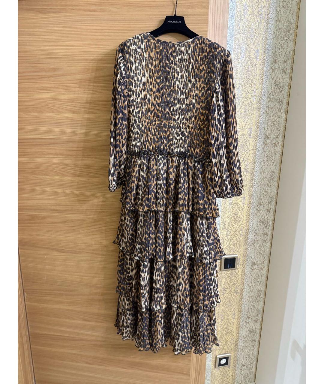 GANNI Коричневое полиэстеровое повседневное платье, фото 6