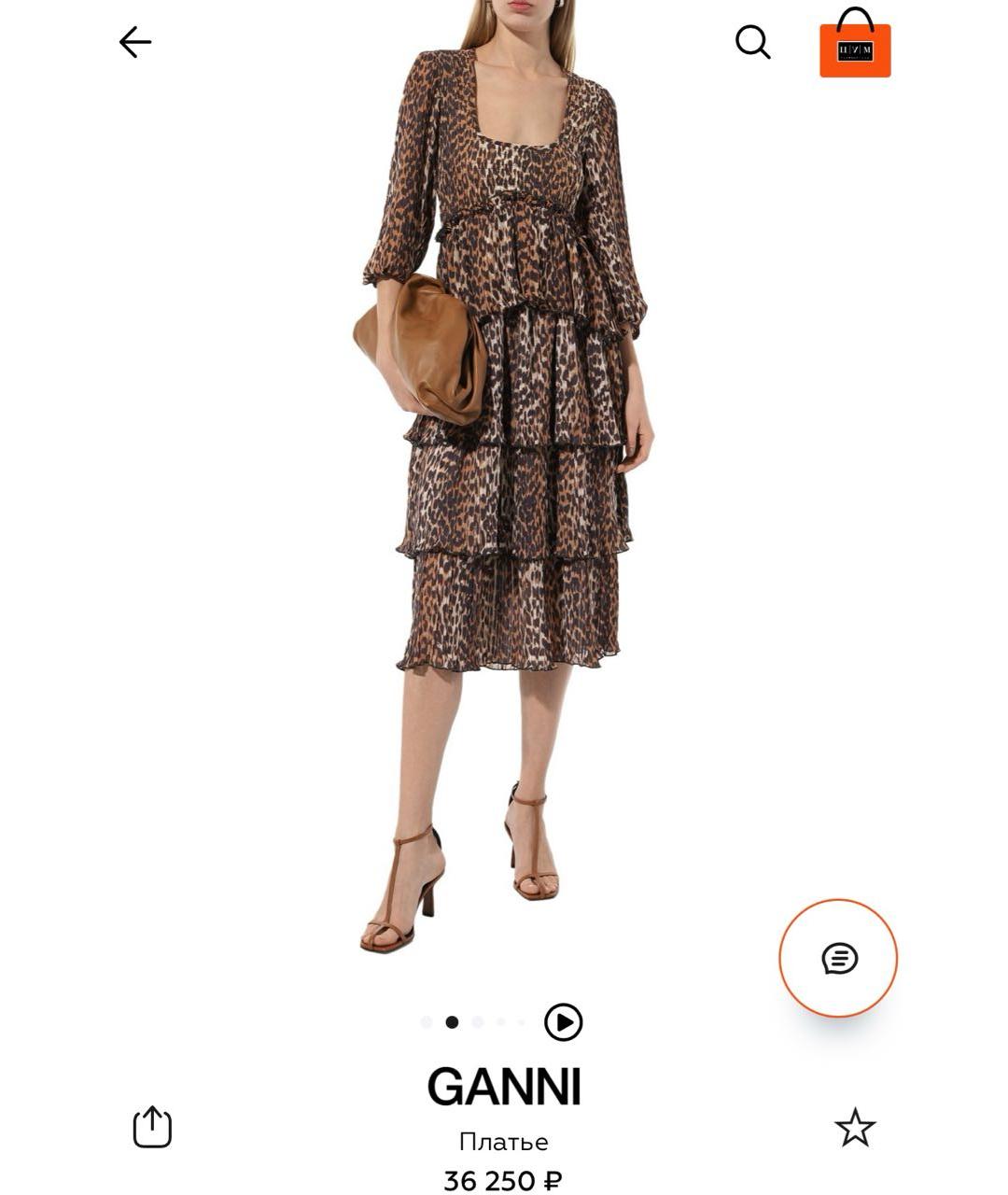 GANNI Коричневое полиэстеровое повседневное платье, фото 7