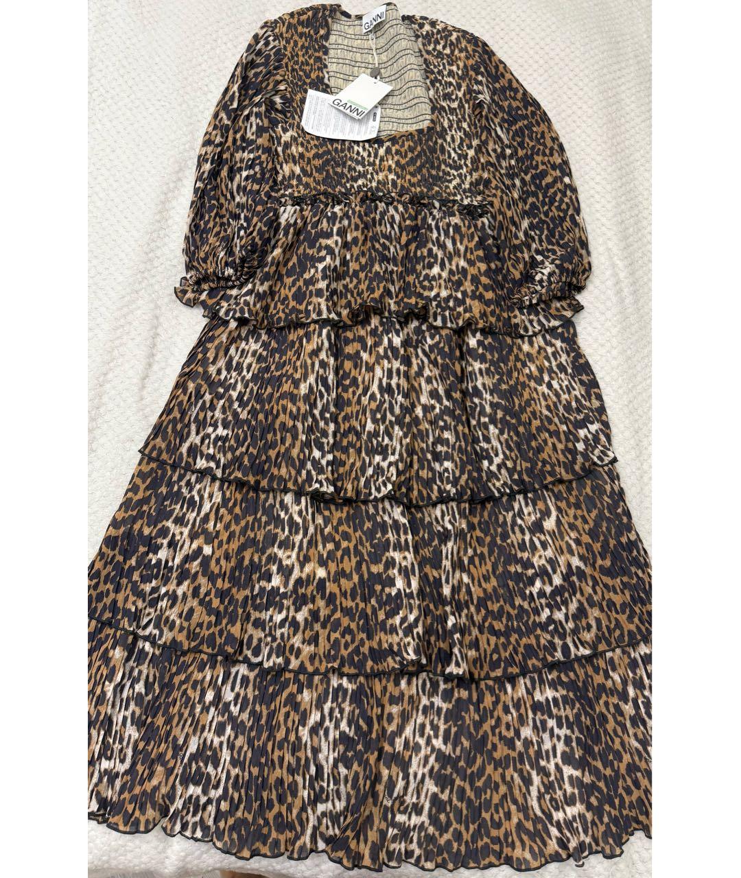 GANNI Коричневое полиэстеровое повседневное платье, фото 2