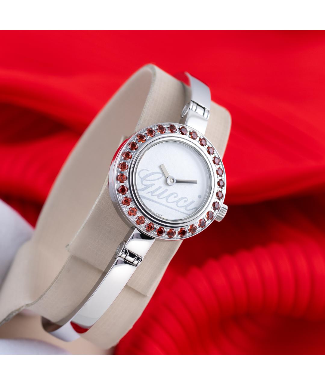 GUCCI Бордовые металлические часы, фото 8