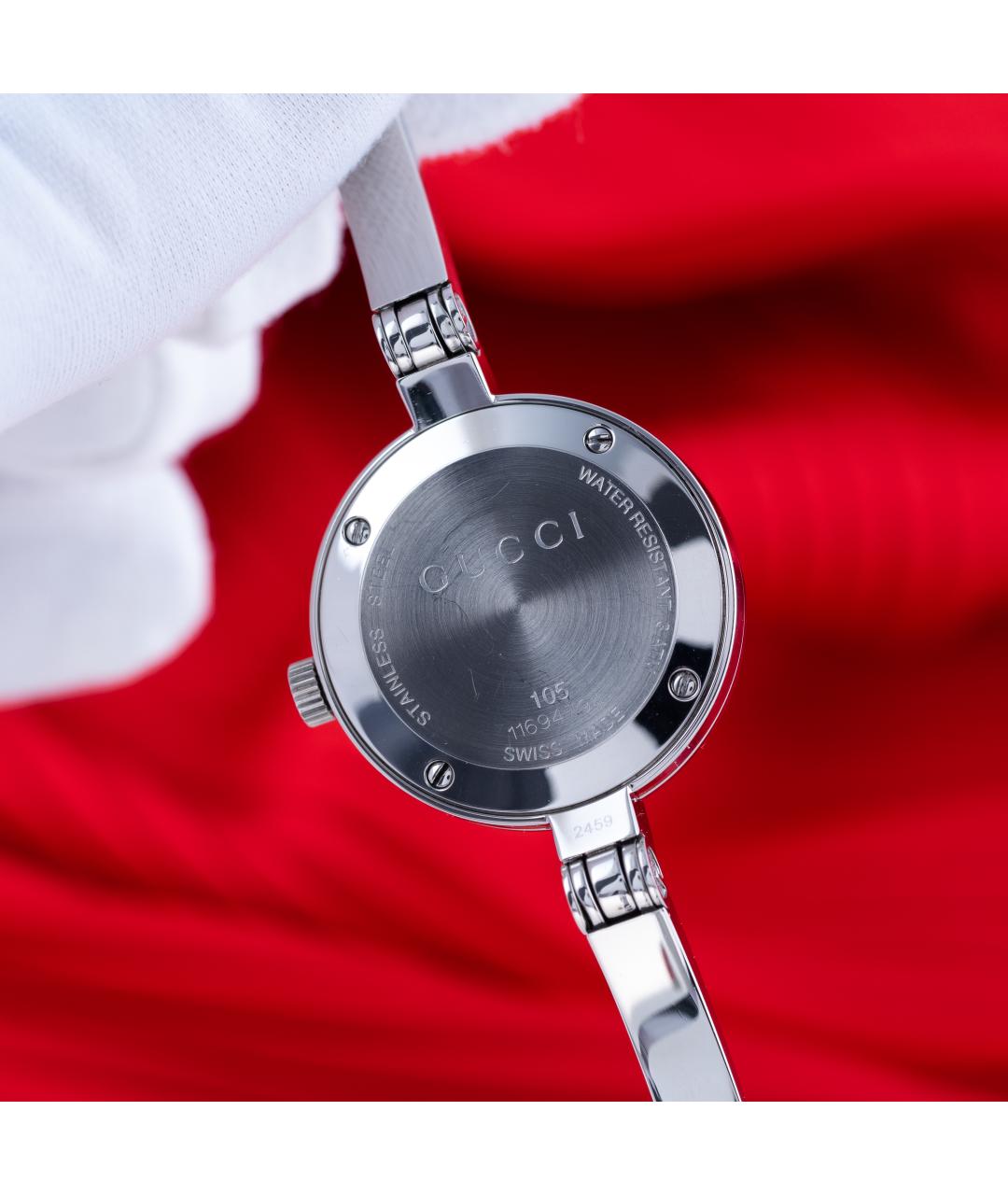 GUCCI Бордовые металлические часы, фото 7