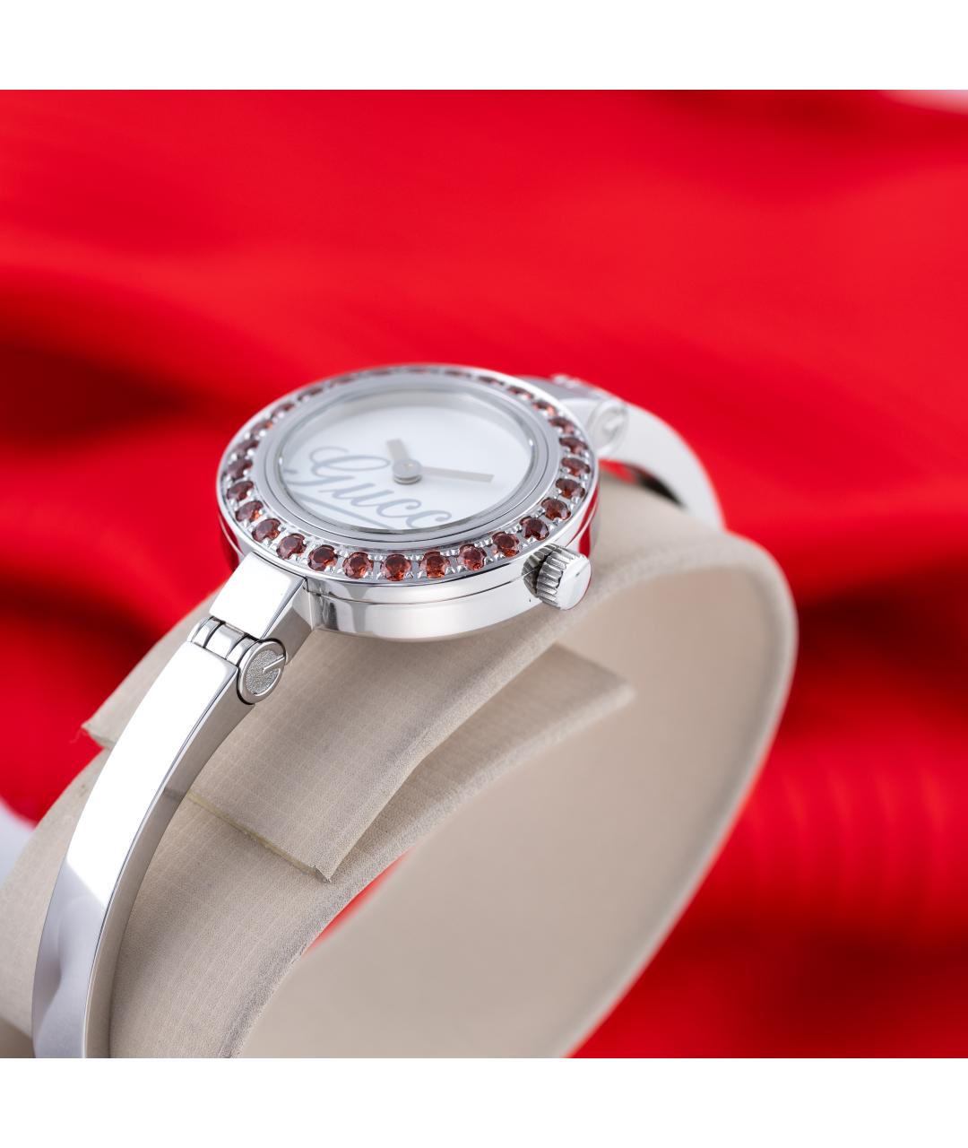 GUCCI Бордовые металлические часы, фото 2