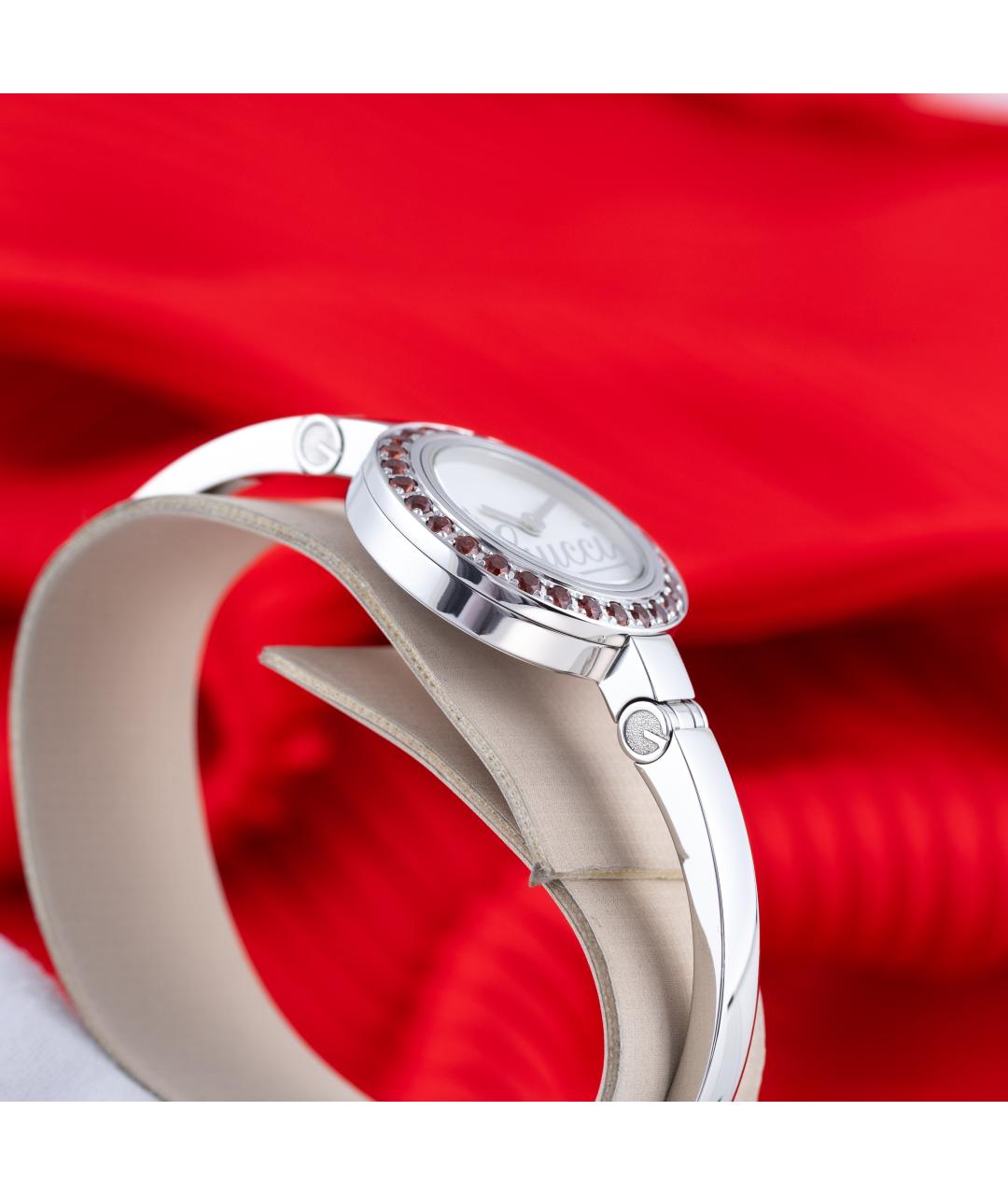 GUCCI Бордовые металлические часы, фото 3