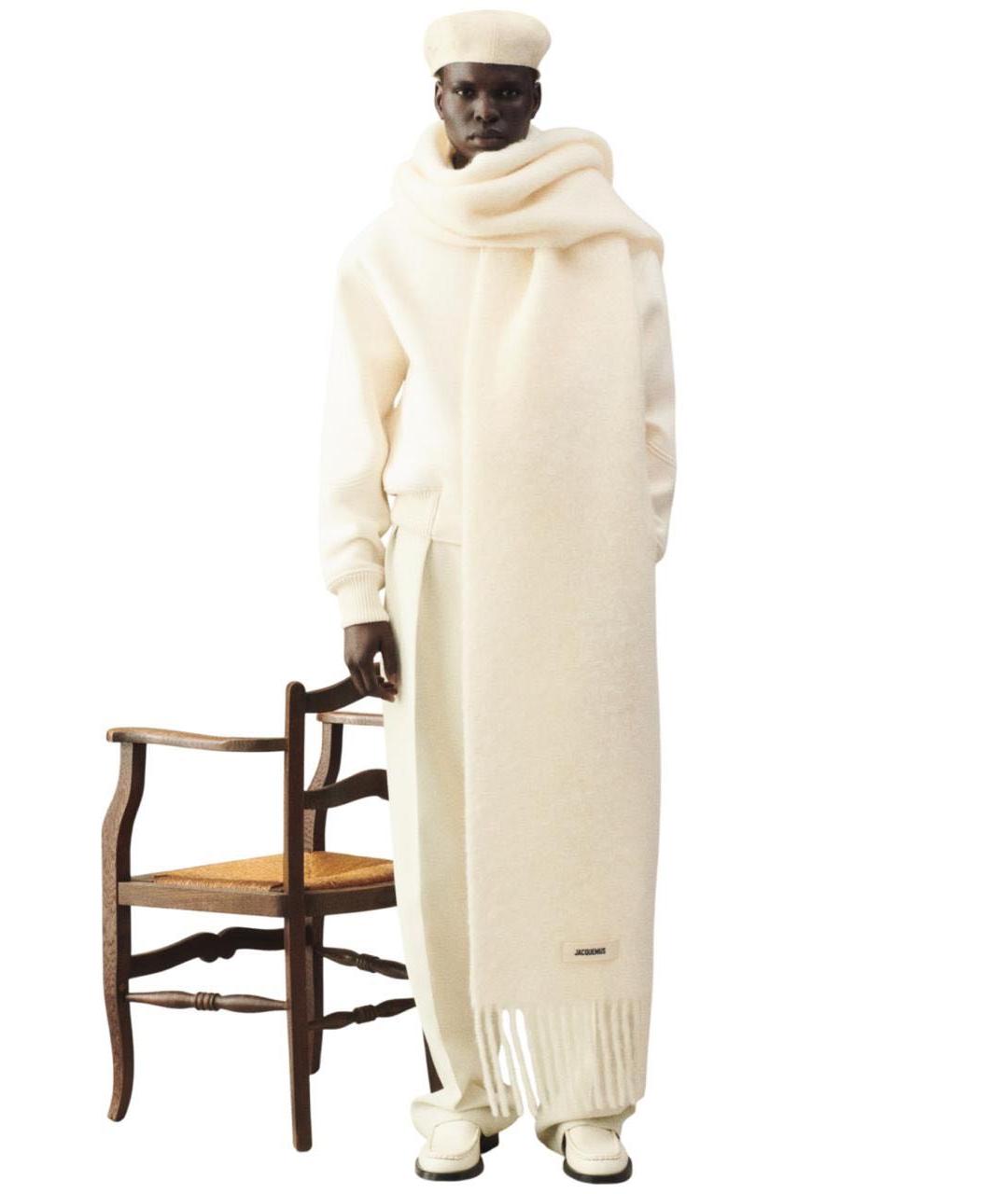 JACQUEMUS Бежевый шерстяной шарф, фото 3