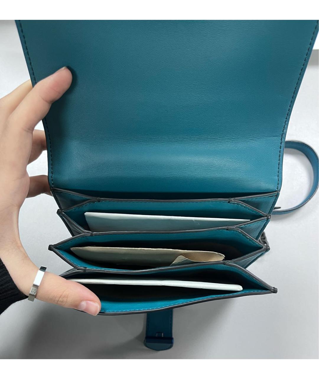 BOTTEGA VENETA Голубая кожаная сумка через плечо, фото 3