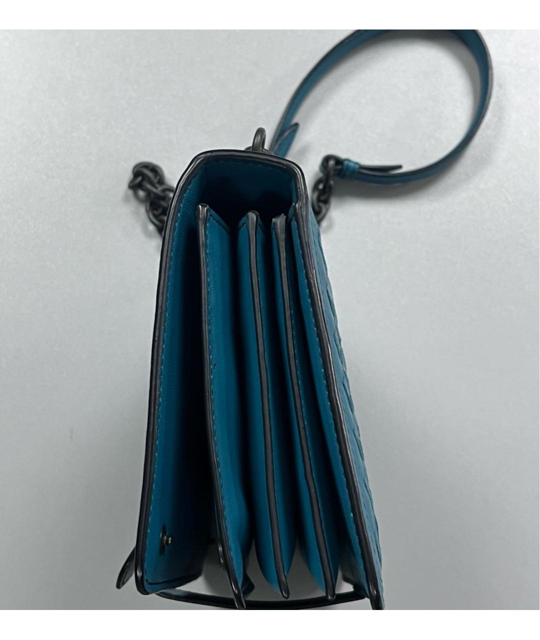 BOTTEGA VENETA Голубая кожаная сумка через плечо, фото 2