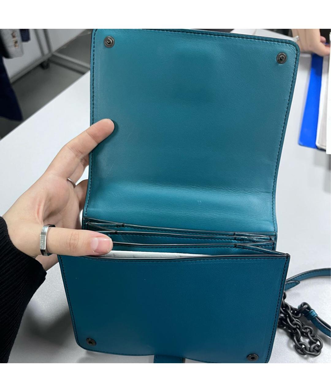 BOTTEGA VENETA Голубая кожаная сумка через плечо, фото 4