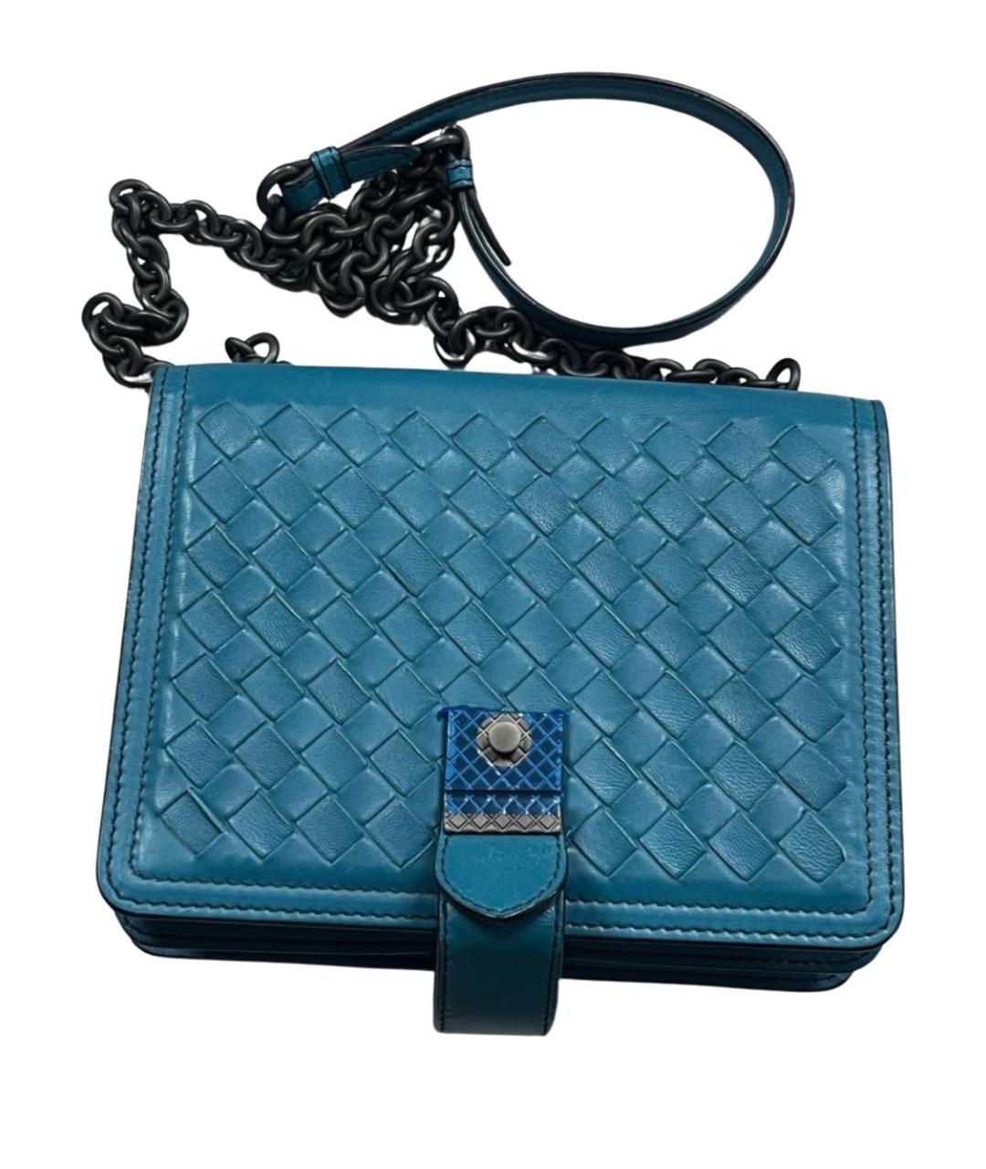 BOTTEGA VENETA Голубая кожаная сумка через плечо, фото 1