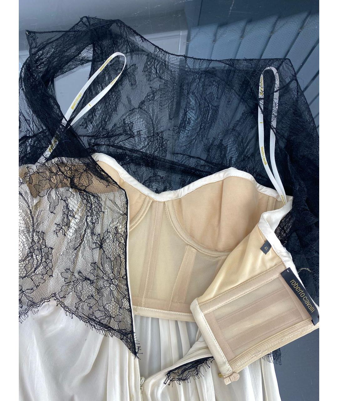 ROBERTO CAVALLI Белое шелковое коктейльное платье, фото 3