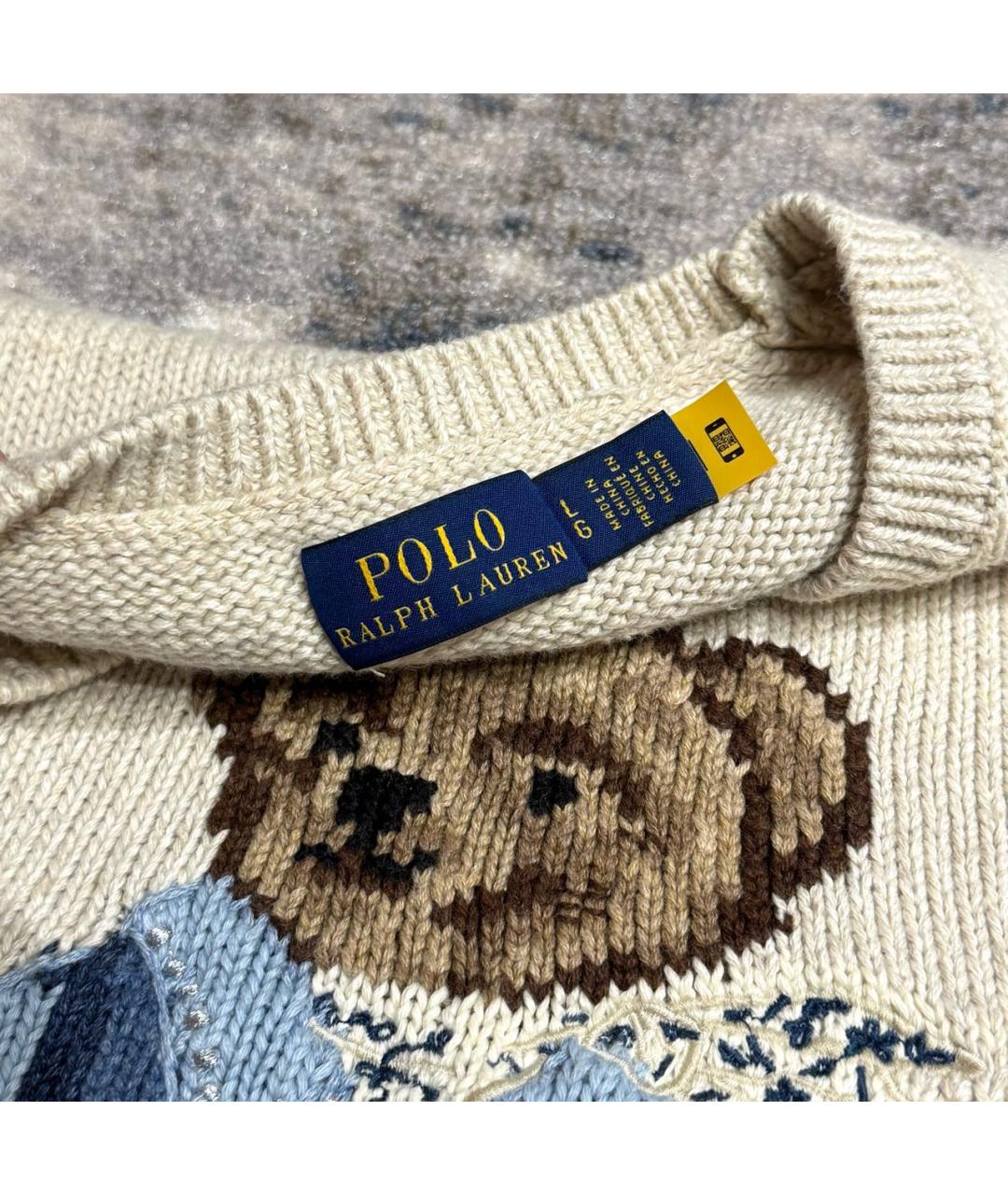 POLO RALPH LAUREN Бежевый хлопковый джемпер / свитер, фото 3