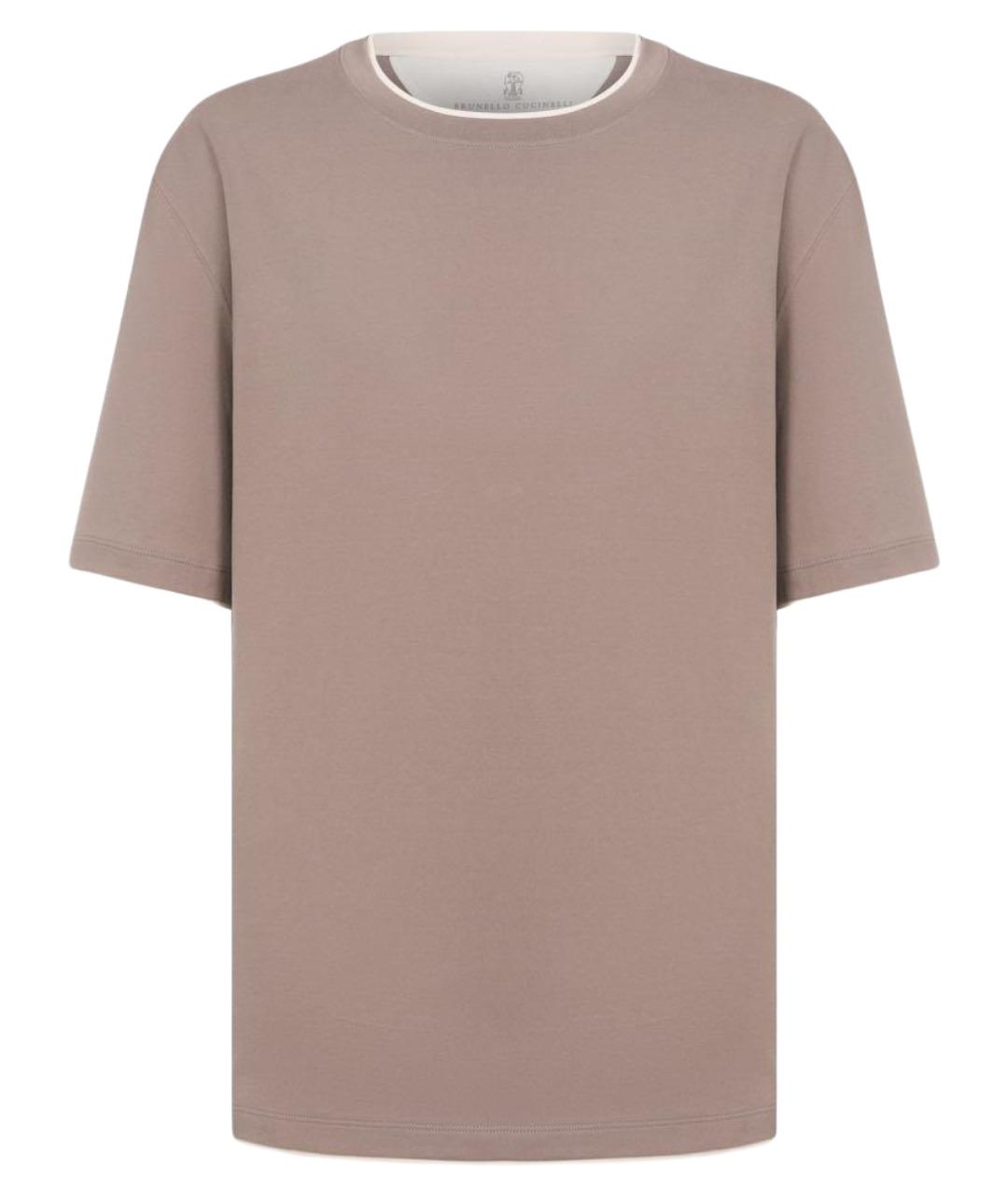 BRUNELLO CUCINELLI Бежевая хлопковая футболка, фото 1