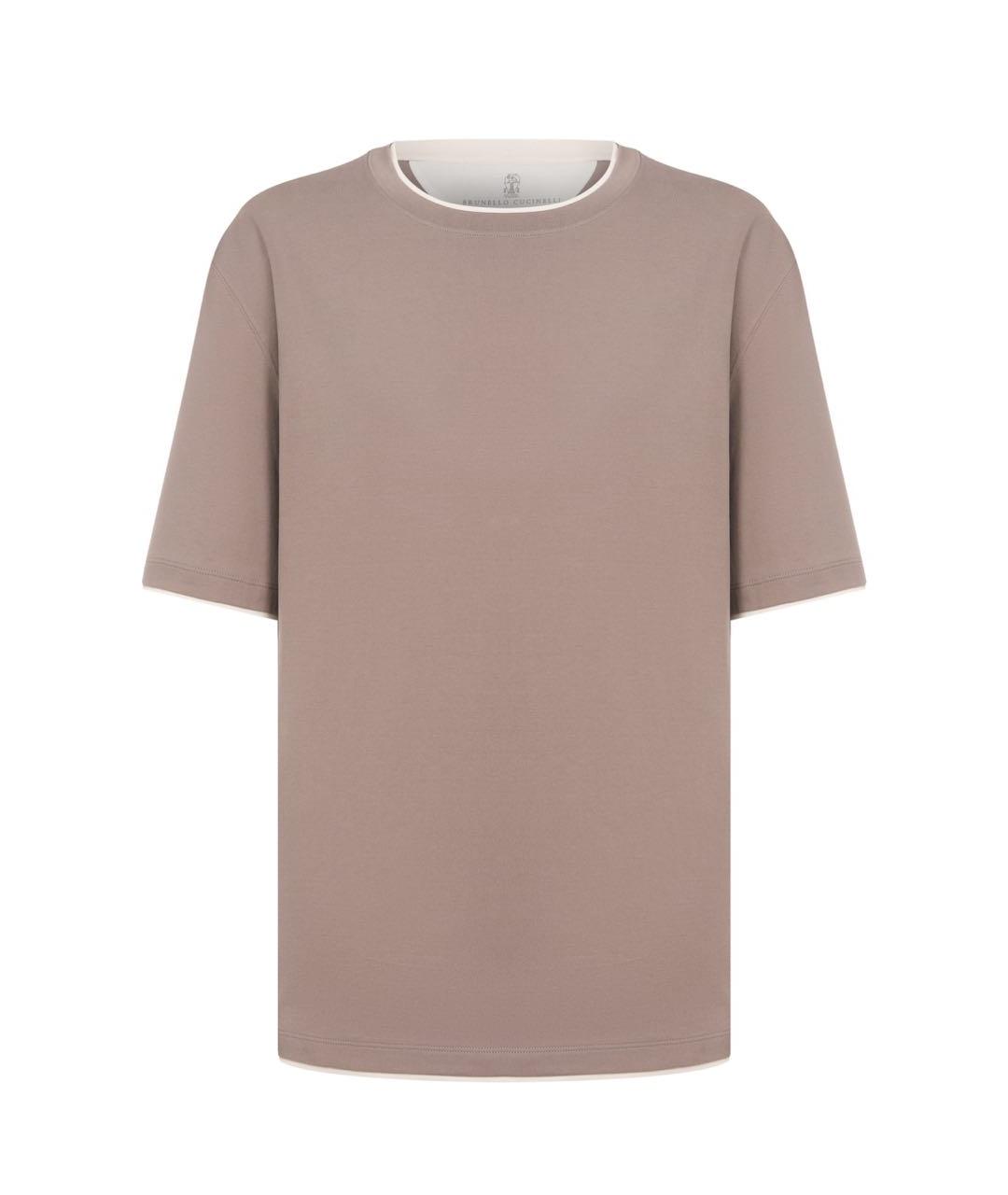BRUNELLO CUCINELLI Бежевая хлопковая футболка, фото 6