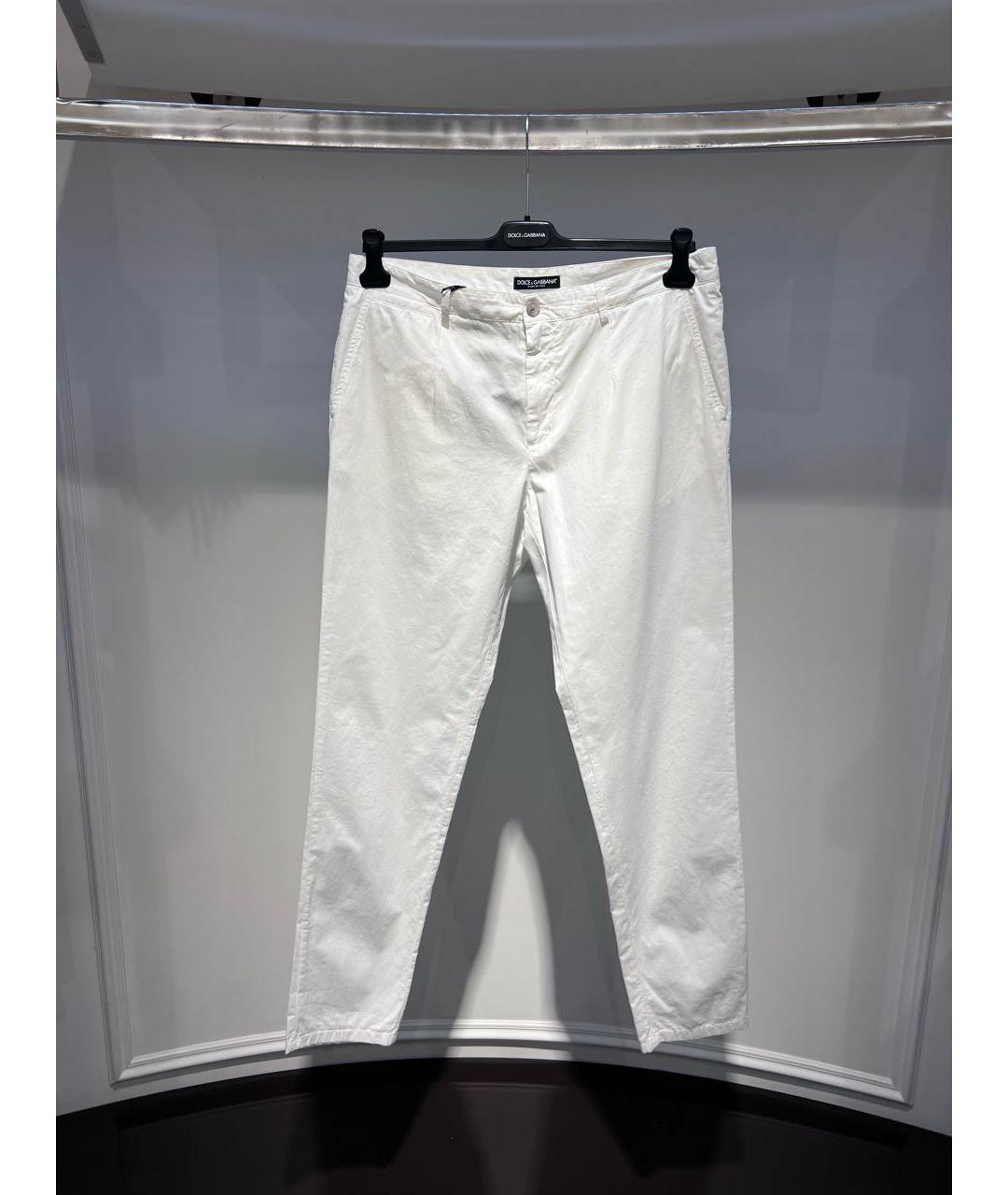 DOLCE&GABBANA Белые хлопковые повседневные брюки, фото 3
