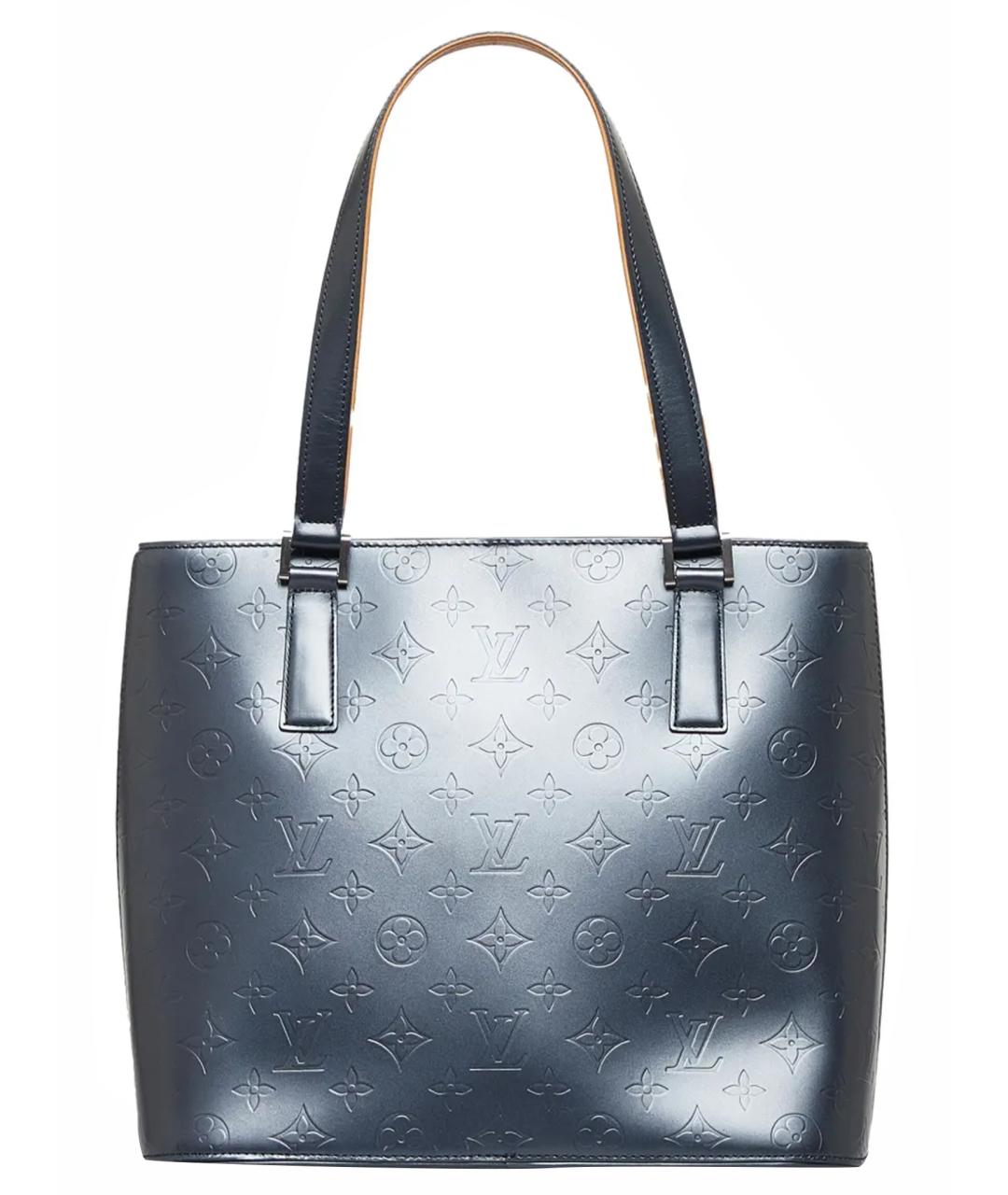 LOUIS VUITTON Антрацитовая кожаная сумка с короткими ручками, фото 1