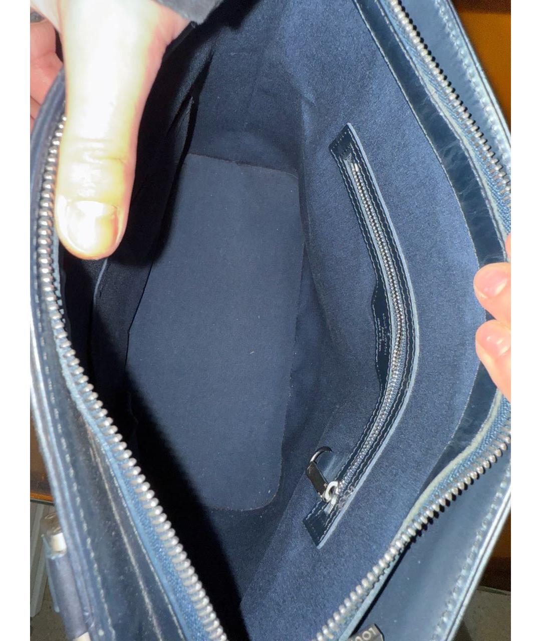 LOUIS VUITTON Антрацитовая кожаная сумка с короткими ручками, фото 8