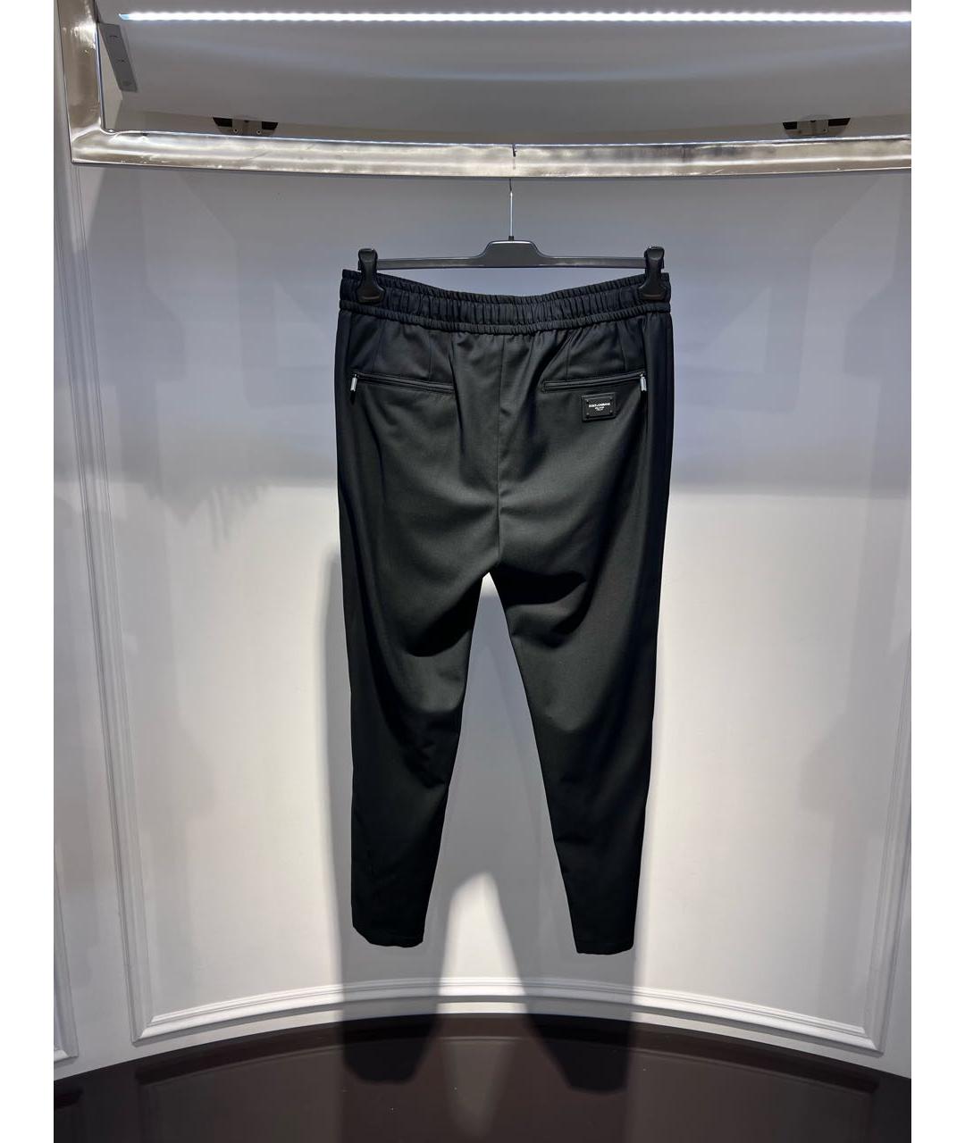 DOLCE&GABBANA Черные шерстяные повседневные брюки, фото 3