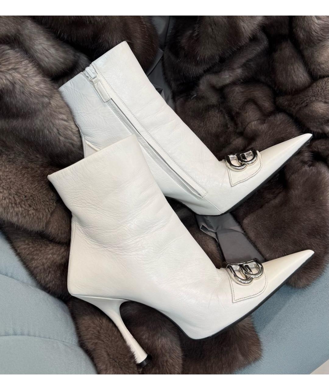 BALENCIAGA Белые кожаные ботильоны, фото 2