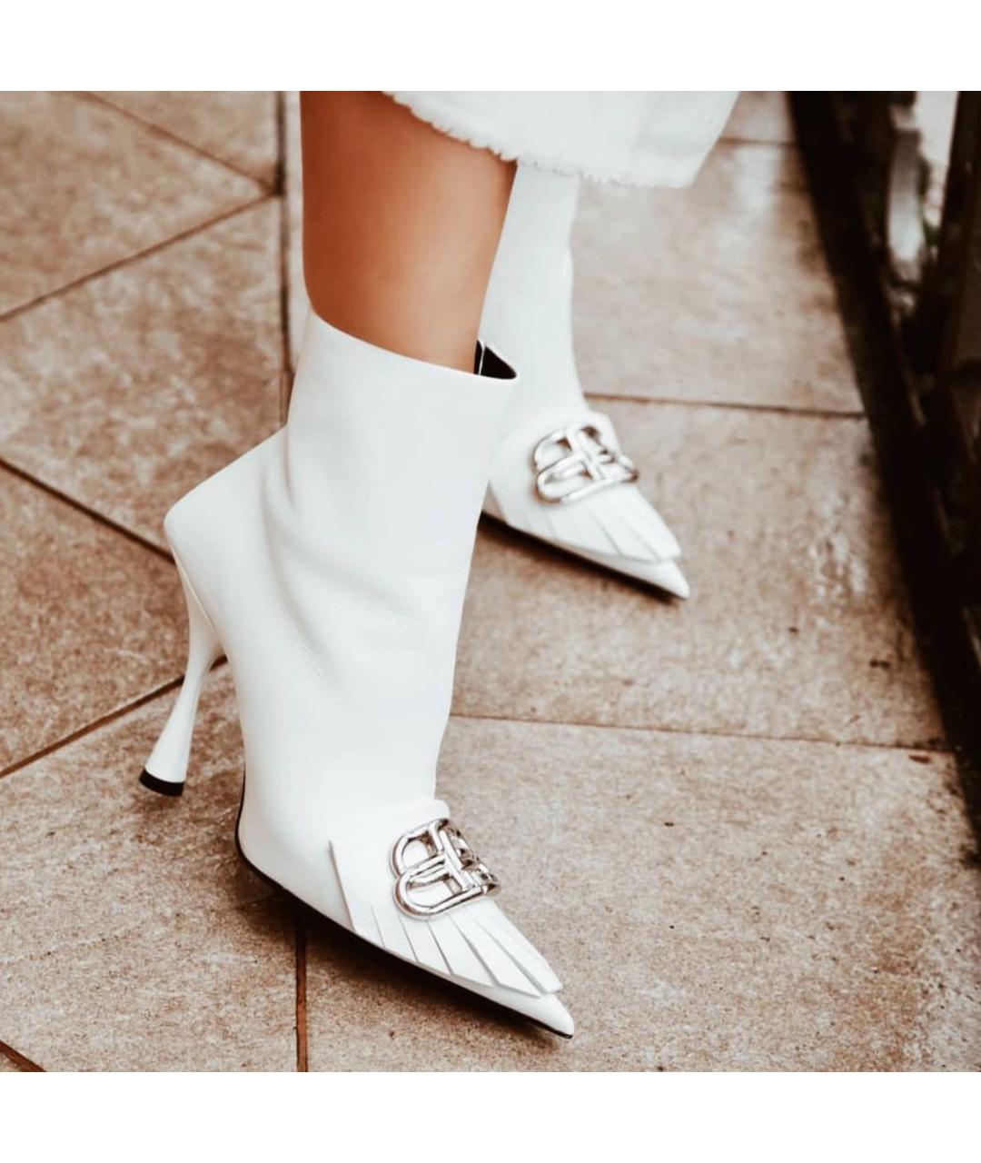 BALENCIAGA Белые кожаные ботильоны, фото 3