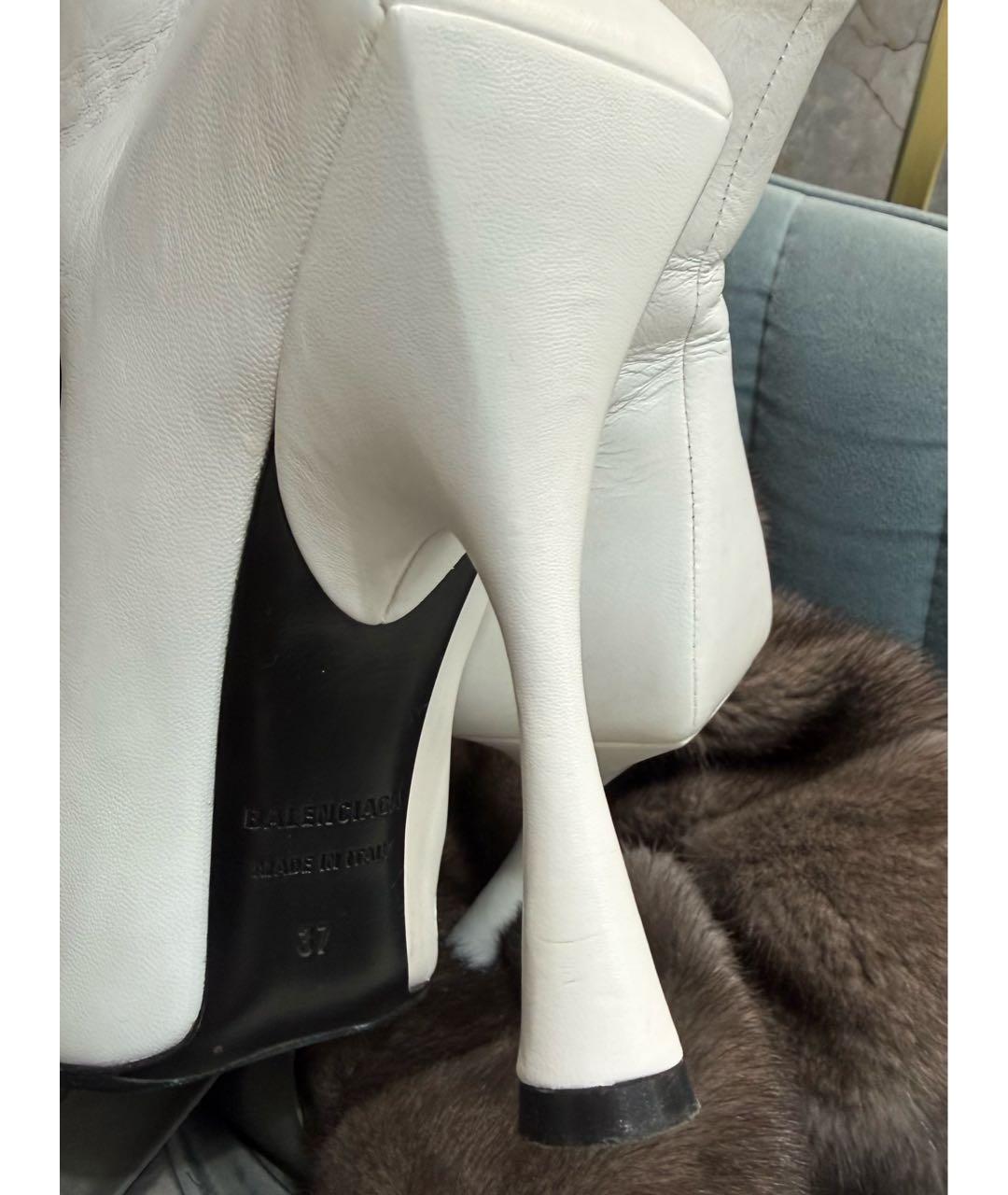BALENCIAGA Белые кожаные ботильоны, фото 4