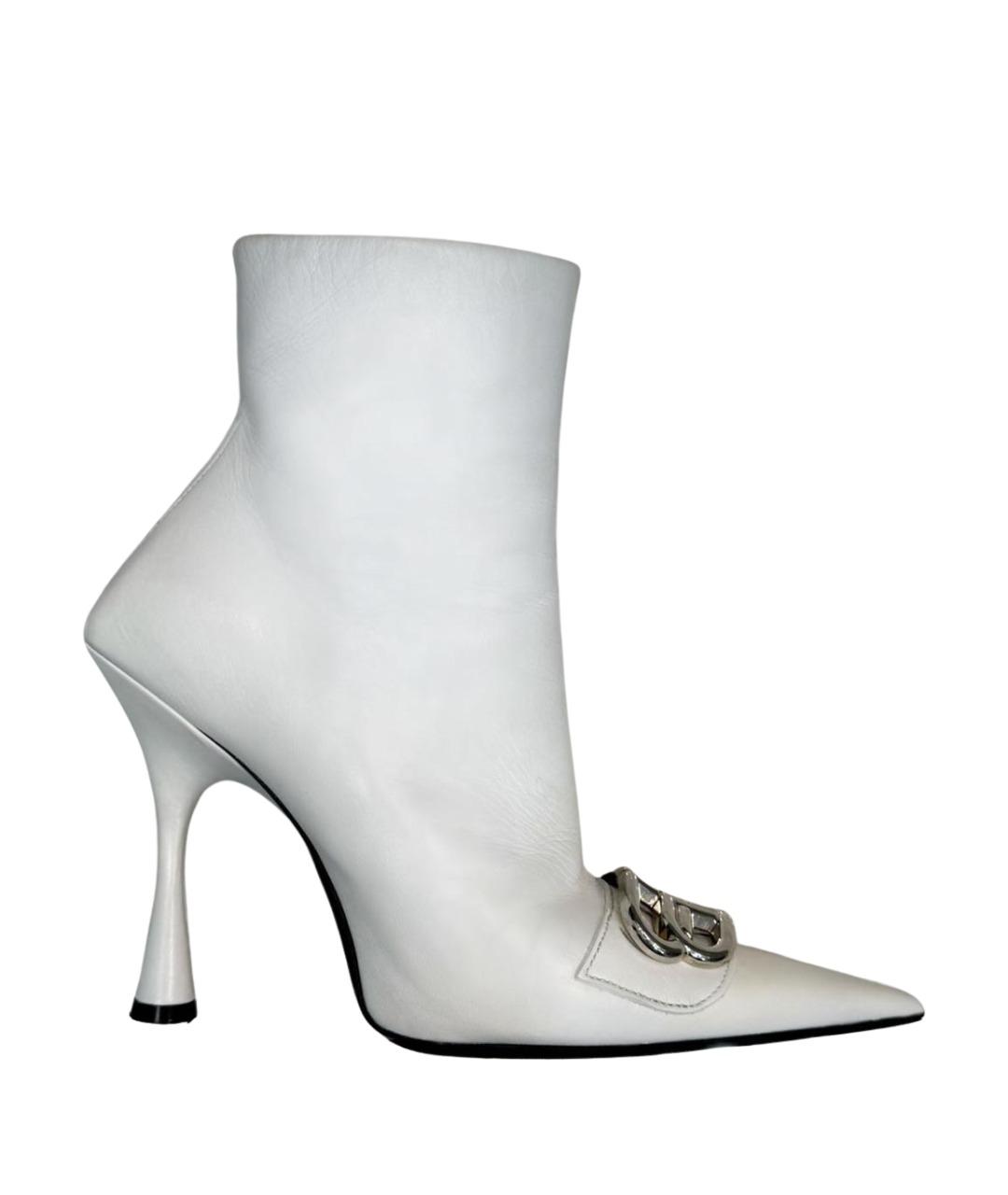 BALENCIAGA Белые кожаные ботильоны, фото 1