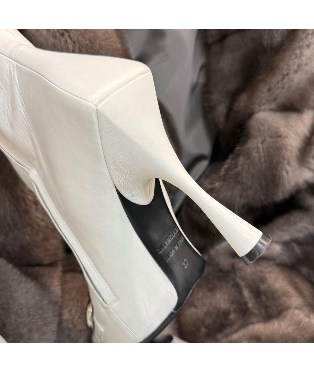 BALENCIAGA Белые кожаные ботильоны, фото 5