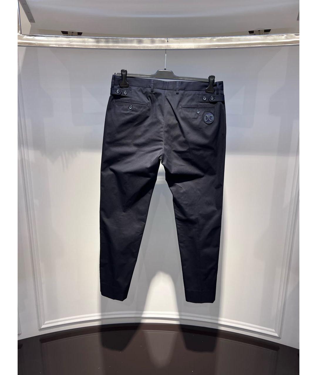 DOLCE&GABBANA Темно-синие хлопковые повседневные брюки, фото 2