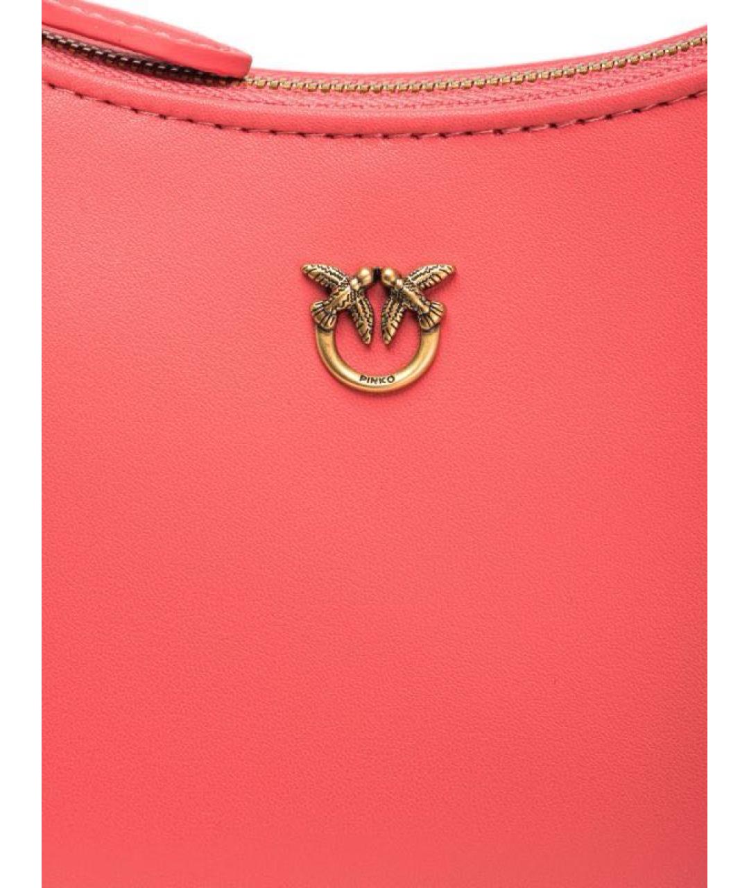 PINKO Коралловая кожаная сумка через плечо, фото 4
