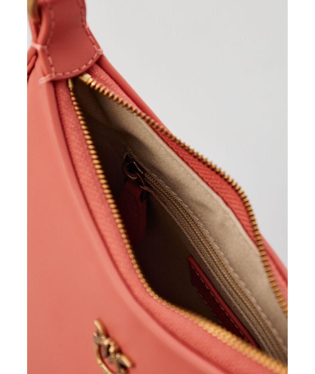 PINKO Коралловая кожаная сумка через плечо, фото 5