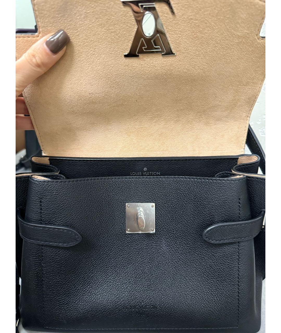 LOUIS VUITTON Черная кожаная сумка с короткими ручками, фото 7