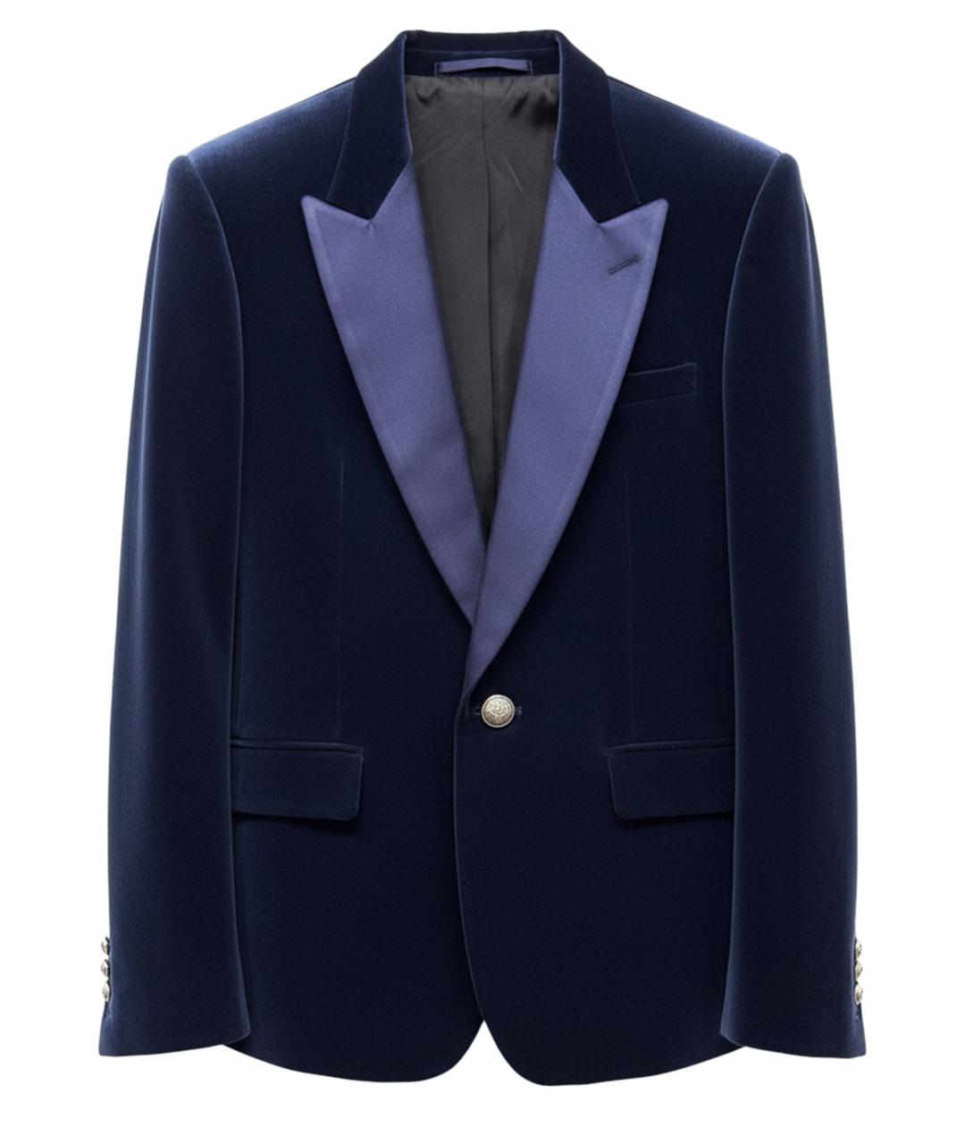BALMAIN Темно-синий велюровый пиджак, фото 1