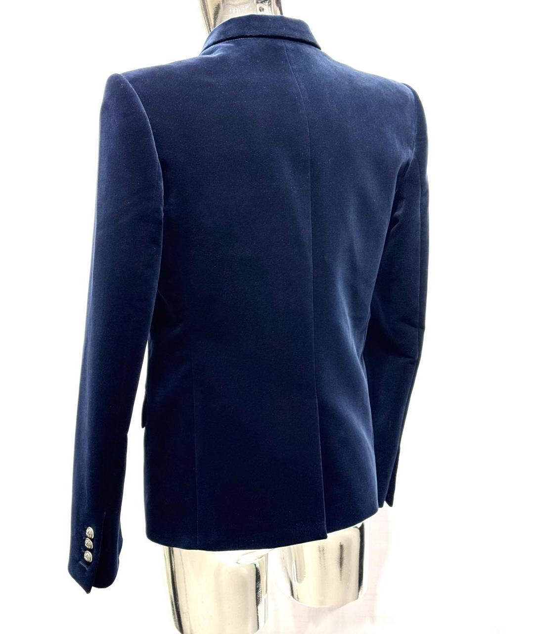 BALMAIN Темно-синий велюровый пиджак, фото 2
