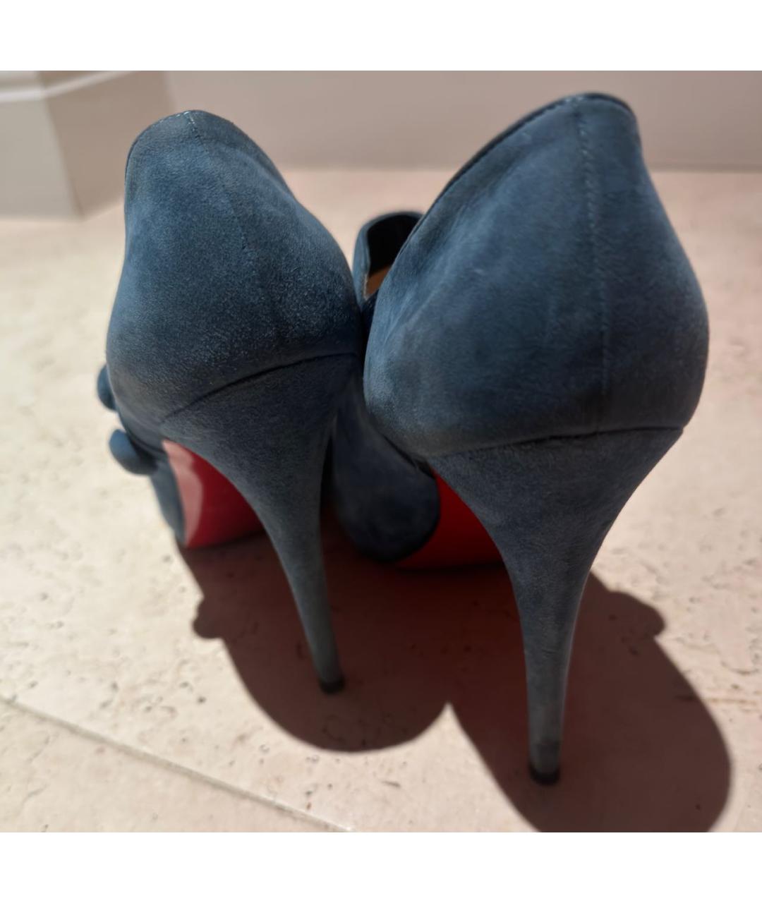 CHRISTIAN LOUBOUTIN Бирюзовые замшевые ботильоны, фото 2