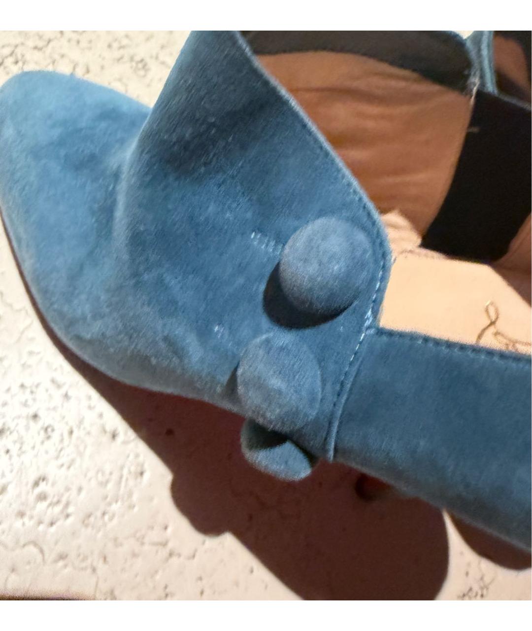 CHRISTIAN LOUBOUTIN Бирюзовые замшевые ботильоны, фото 3