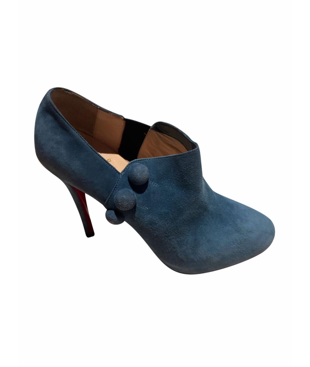 CHRISTIAN LOUBOUTIN Бирюзовые замшевые ботильоны, фото 1