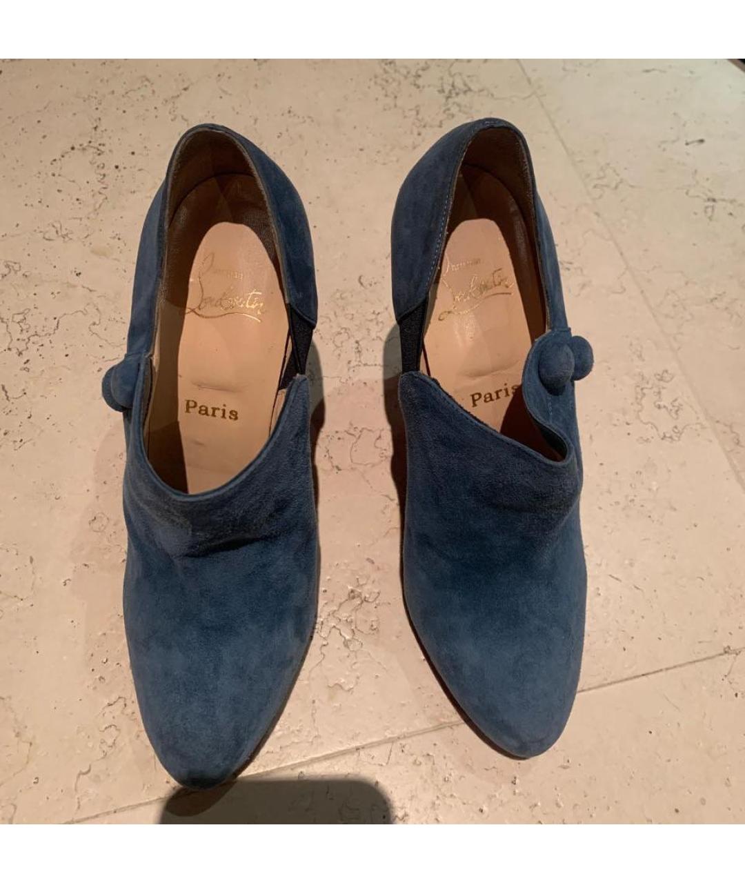 CHRISTIAN LOUBOUTIN Бирюзовые замшевые ботильоны, фото 6