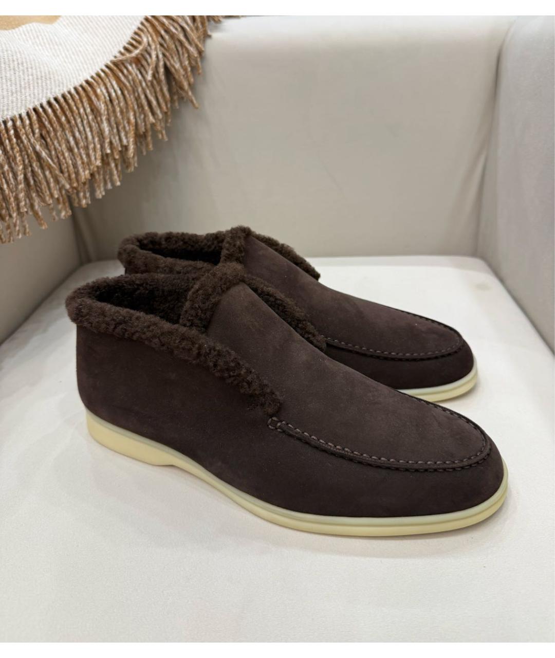 LORO PIANA Коричневые замшевые лоферы, фото 5