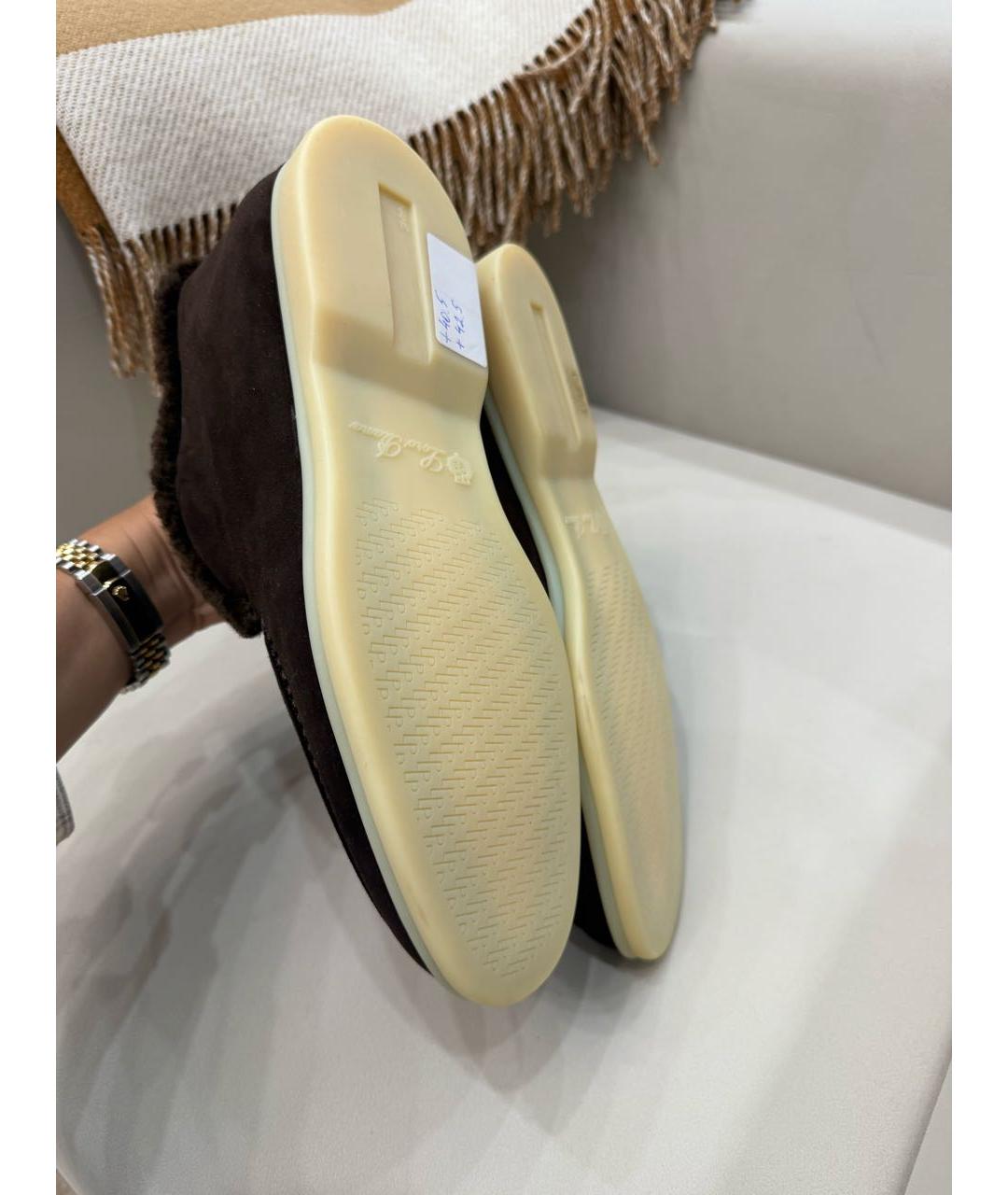 LORO PIANA Коричневые замшевые лоферы, фото 4