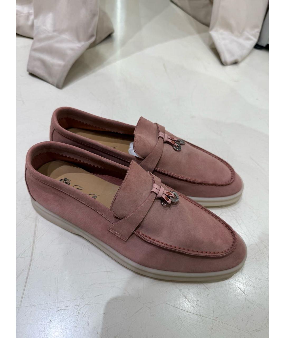 LORO PIANA Розовые замшевые лоферы, фото 2