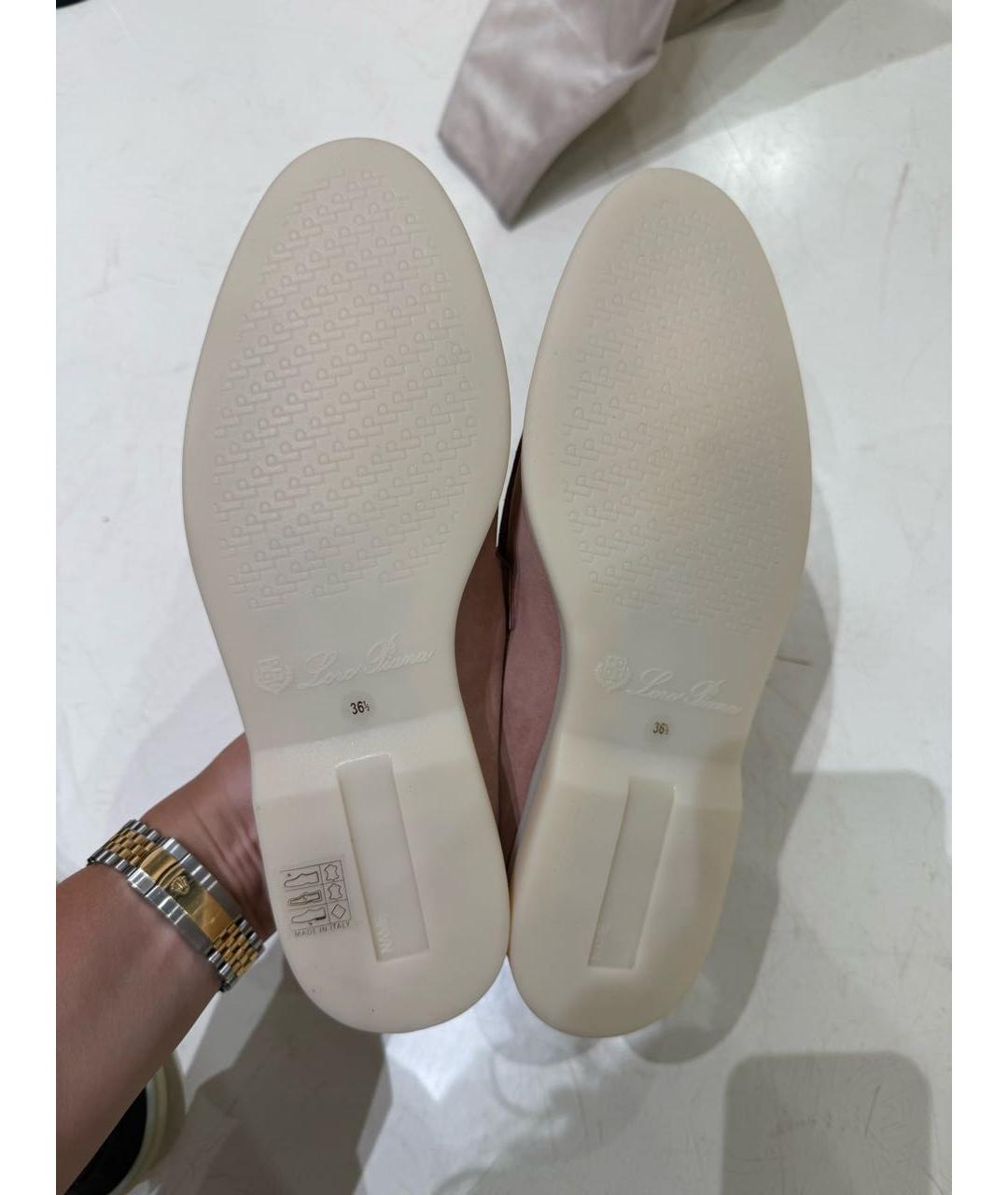 LORO PIANA Розовые замшевые лоферы, фото 3