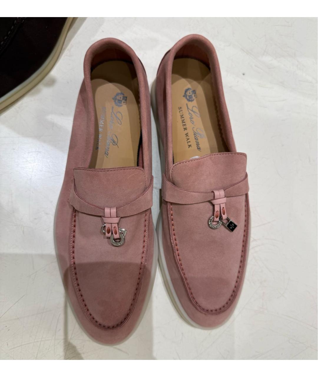 LORO PIANA Розовые замшевые лоферы, фото 4