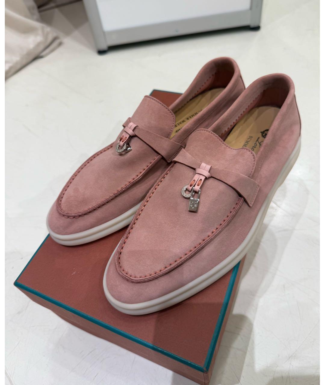 LORO PIANA Розовые замшевые лоферы, фото 5