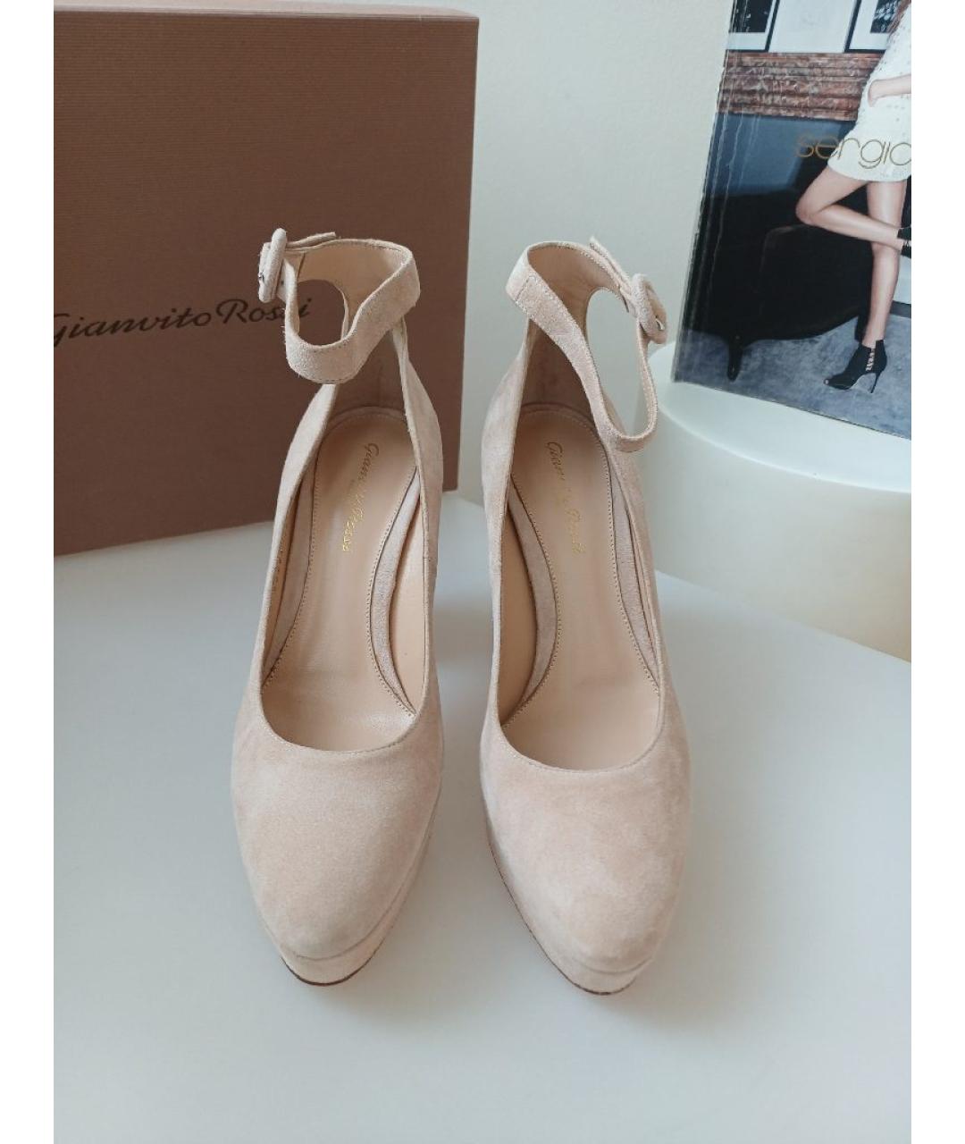 GIANVITO ROSSI Бежевые замшевые туфли, фото 6