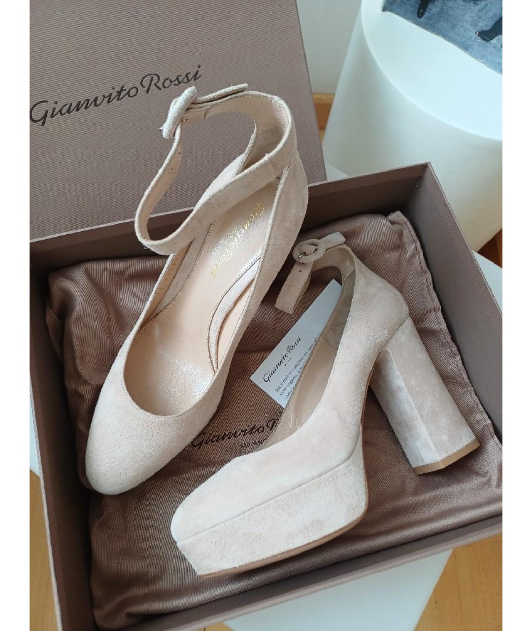 GIANVITO ROSSI Бежевые замшевые туфли, фото 3