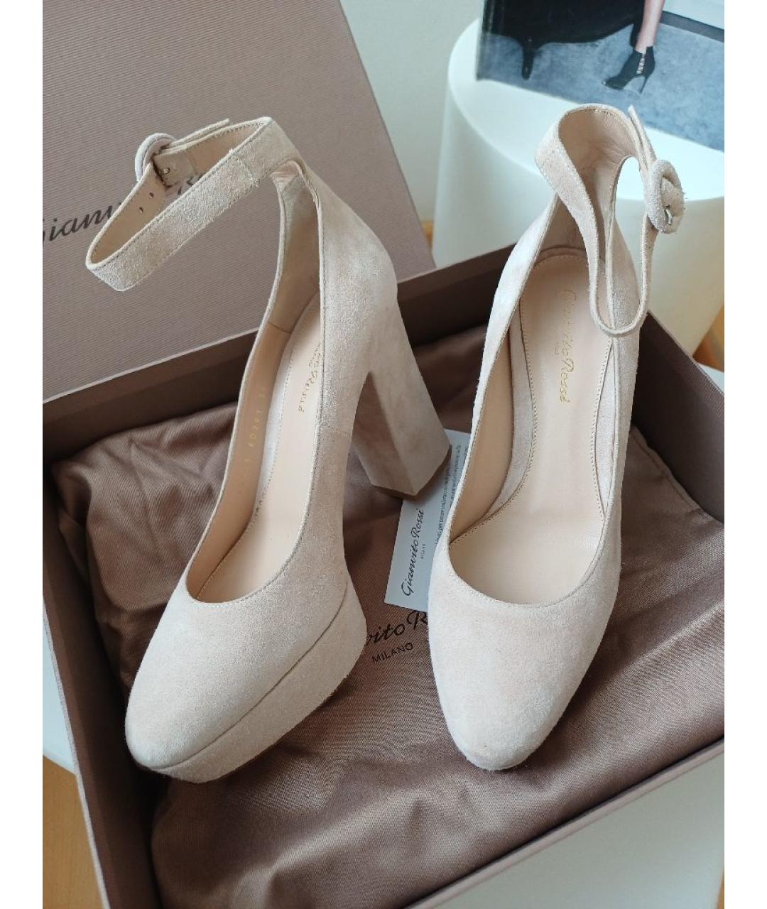 GIANVITO ROSSI Бежевые замшевые туфли, фото 5