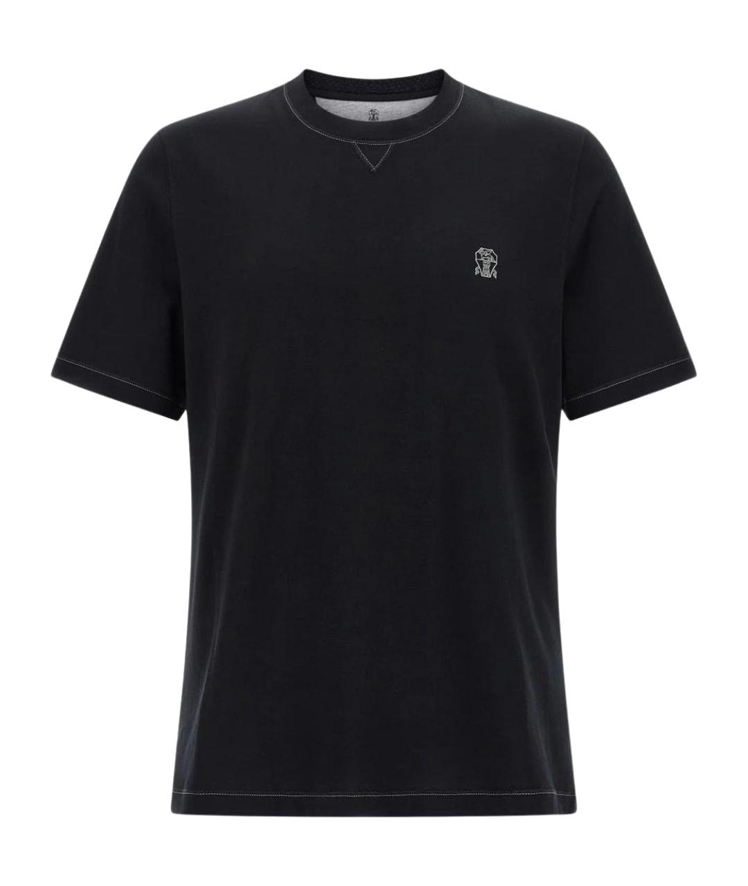 BRUNELLO CUCINELLI Черная хлопковая футболка, фото 1