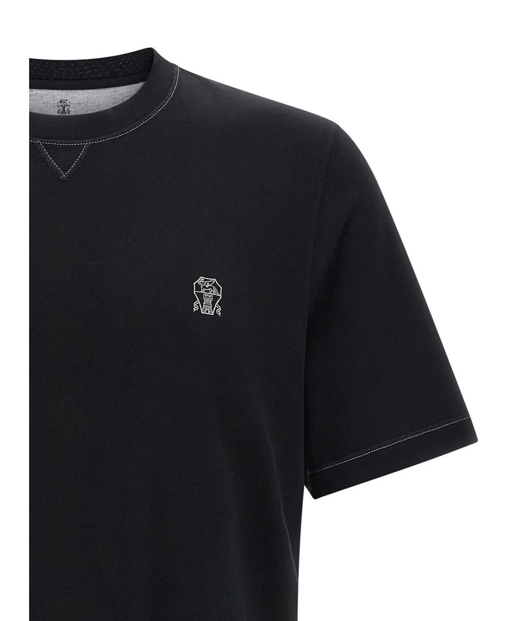 BRUNELLO CUCINELLI Черная хлопковая футболка, фото 3