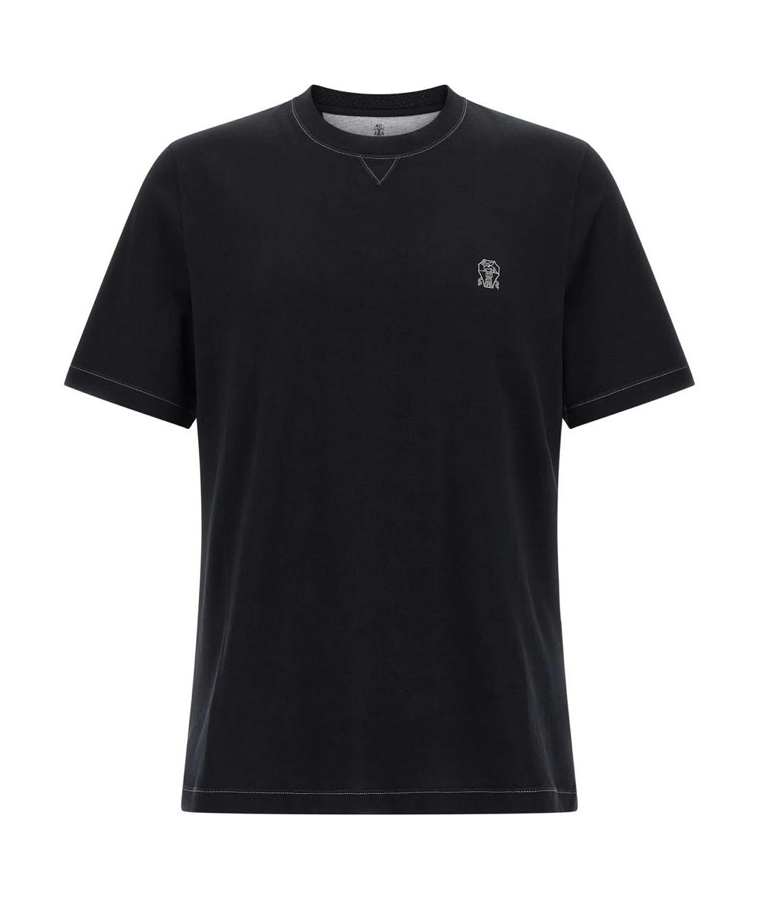 BRUNELLO CUCINELLI Черная хлопковая футболка, фото 5